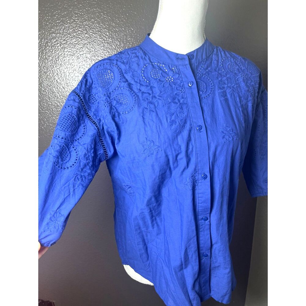 Liv Los Angeles Size Medium Blouse Button Down 100% Cotton Floral NWT Nordstrom